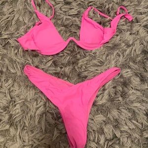 Shein thong pink bikini